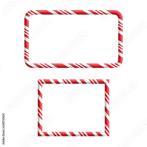 Candy cane frame border for christmas design isolated on white background