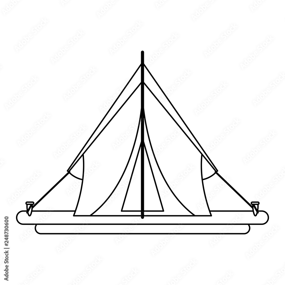 Camping tent symbol isolated black and white Camping tent symbol isolated black and white
