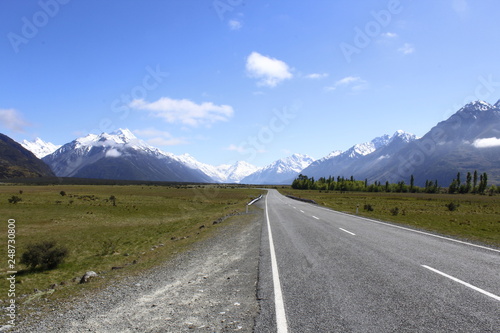 Empty Road, Aoraki Mt. Cook, New Zealand, South Island