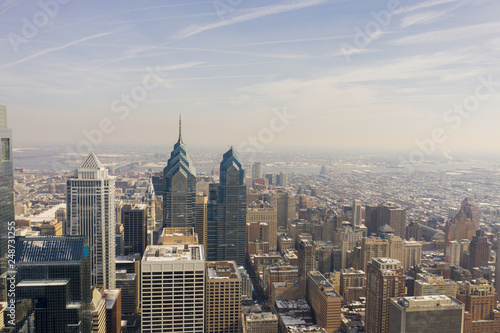 Aerial photo Downtown Philadelphia PA skyscrapers business district © Felix Mizioznikov