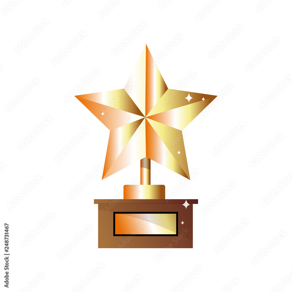 Winner trophy gold star flat icon for sports victory concept isolated on white Winner trophy gold star flat icon for sports victory concept isolated on white