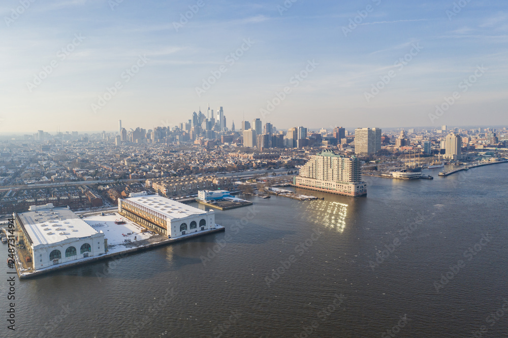 Obraz premium Aerial photo Delaware River and Philadelphia PA