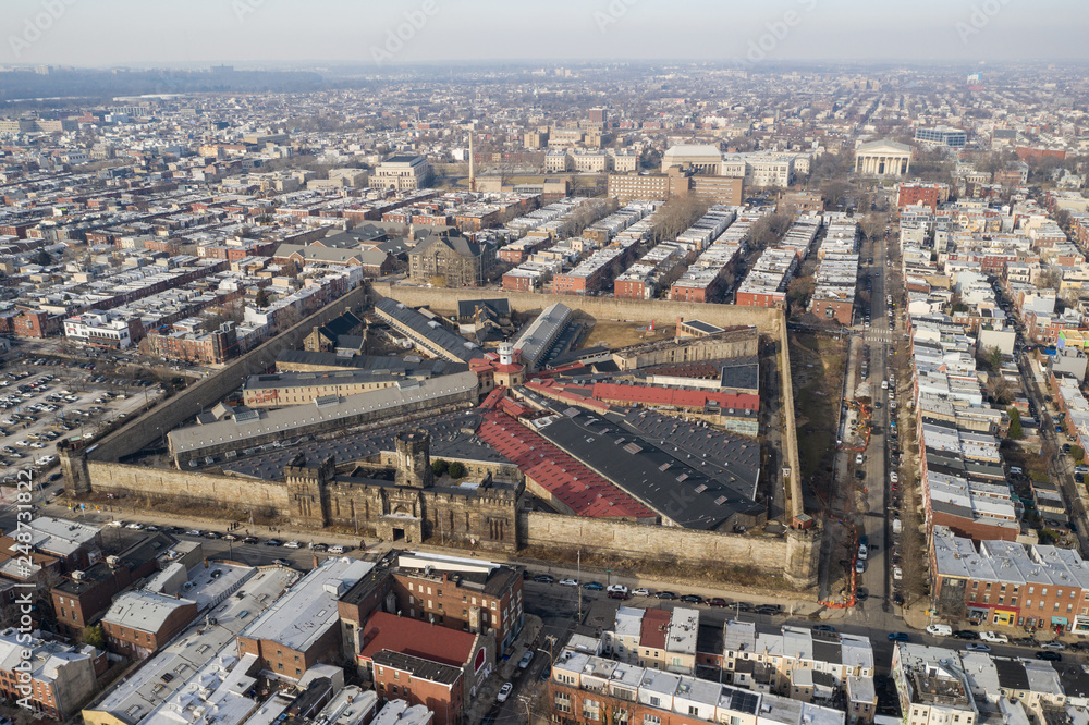 Aerial drone photo Eastern State Penitentiary Philadelphia PA