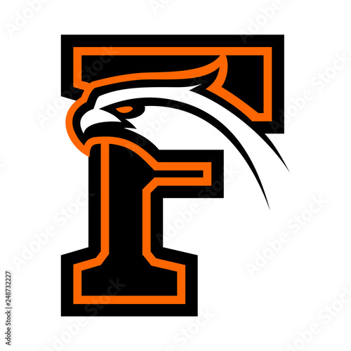 Letter F with eagle head. Great for sports logotypes and team mascots.