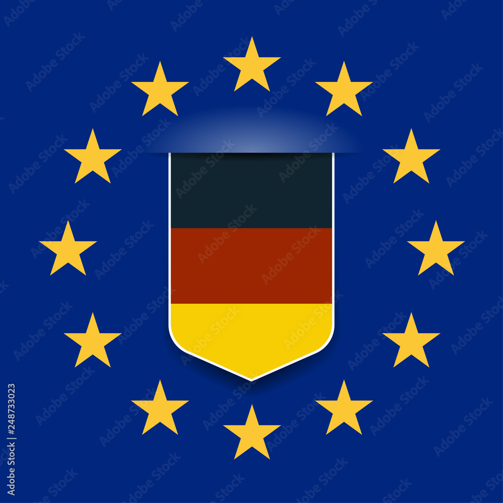 Germany and European Union Shield label Illustration Germany and European Union Shield label Illustration