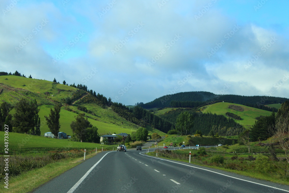 Long Road through the hills in New Zealand