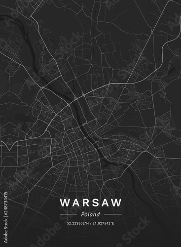 Plakat Mapa Warszawy