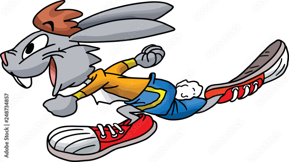 Cartoon rabbit running lightning fast vector illustration Stock Vector |  Adobe Stock