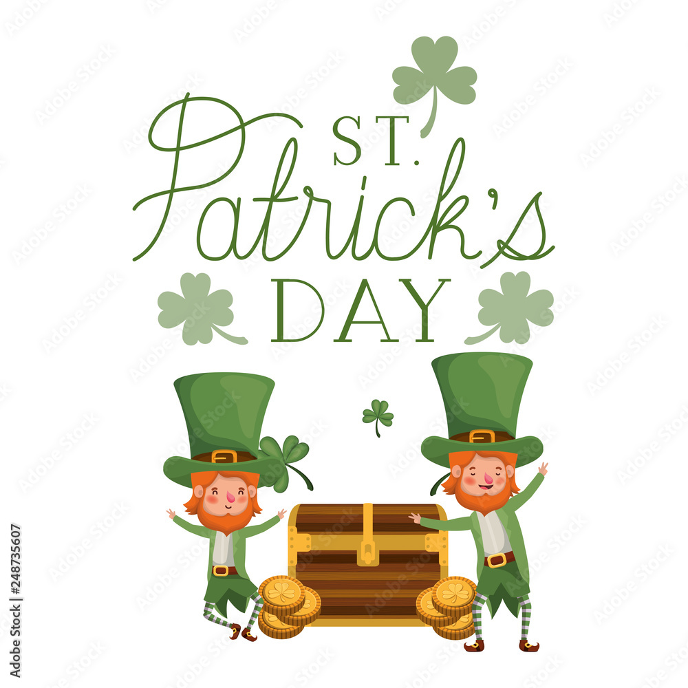 st patricks day label with leprechauns character st patricks day label with leprechauns character