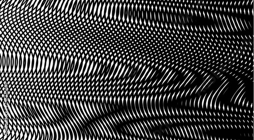 Wallpaper Mural Contrast monochrome hypnotic background with linear illusions and moire effect. Line art. Black and white geometric trance pattern, optical vector backdrop. Torontodigital.ca