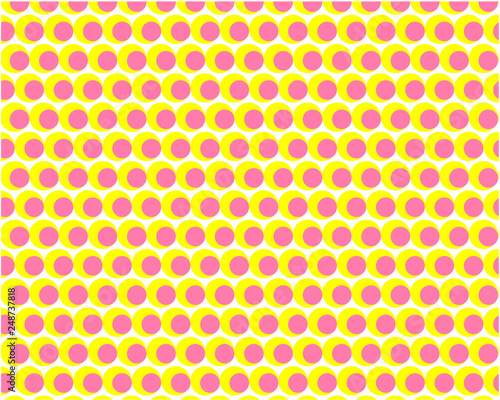 Pink and yellow balls on colorful background. Vector illustration.