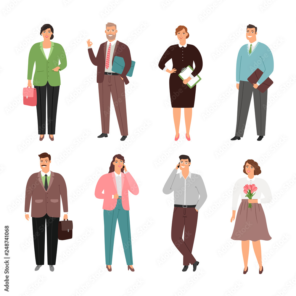 Different people man and woman, office worker. Women and men worker manager, vector illustration