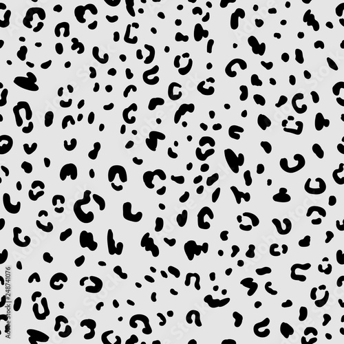 Animal pattern snow leopard seamless background with spots. Animal wildlife skin background  textile texture  vector illustration
