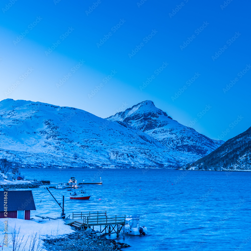 Blue hour on the Norwegian fjords
