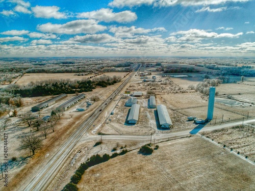 A view over Country Route 7 in Missouri as the town wakes up.