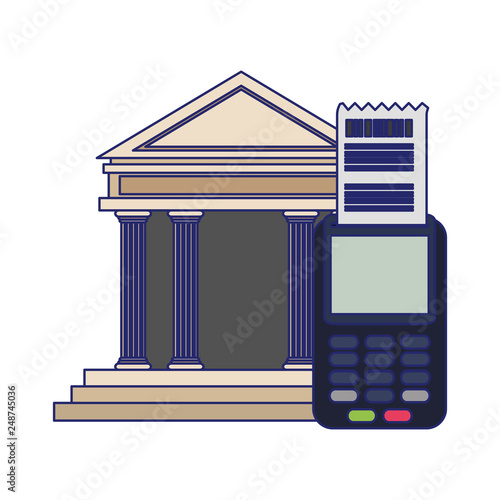 credit card reader and bank electornic payment blue lines