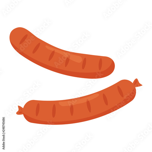 Two sausages isolated on white background. Vector illustration