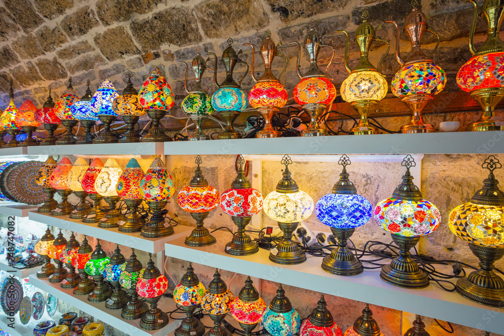 Oriental lamps in vintage store of Kotor