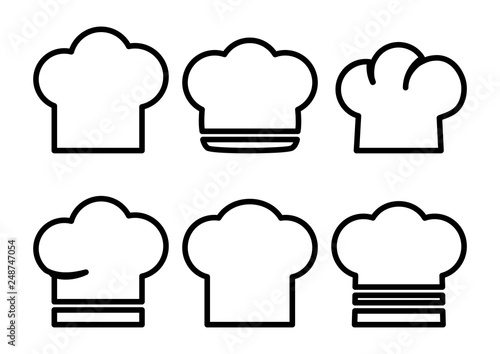Set of chef hats, outline design. Vector illustration