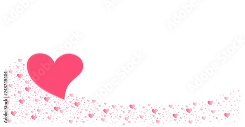 Coral hearts with heart sand on white background