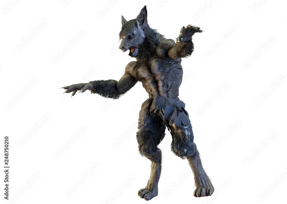 3D Illustration of a werewolf on white background 3D Illustration of a werewolf on white background
