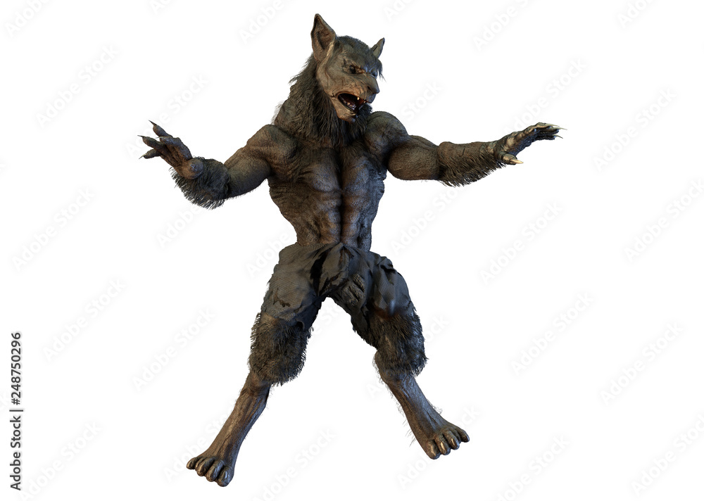 3D Illustration of a werewolf on white background 3D Illustration of a werewolf on white background