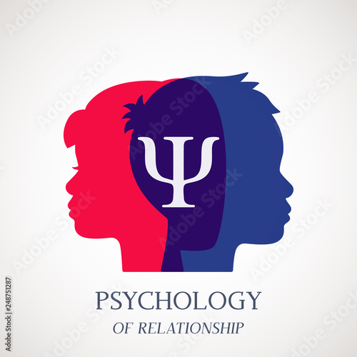 Counseling on psychotherapy and depression for disabled persons in a psychology room. Logo for the office of a psychotherapist and a psychologist.