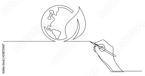 hand drawing business concept sketch of of green energy planet earth symbol