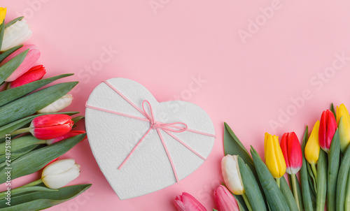 Valentine's Day background. Beautiful fresh tulips. © VAKSMANV