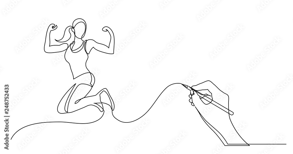 hand drawing business concept sketch of happy healthy woman hand drawing business concept sketch of happy healthy woman