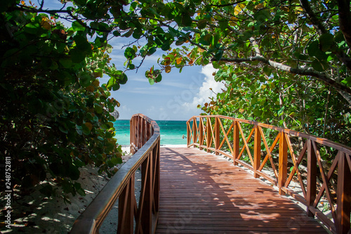 Boardwalk to a beach in Varadero, Cuba.