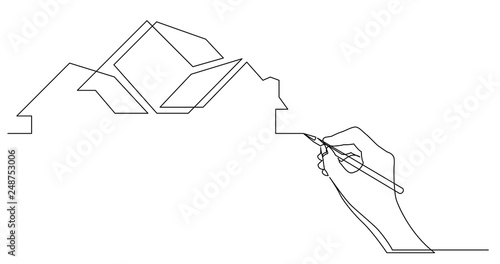 hand drawing business concept sketch of real estate agency