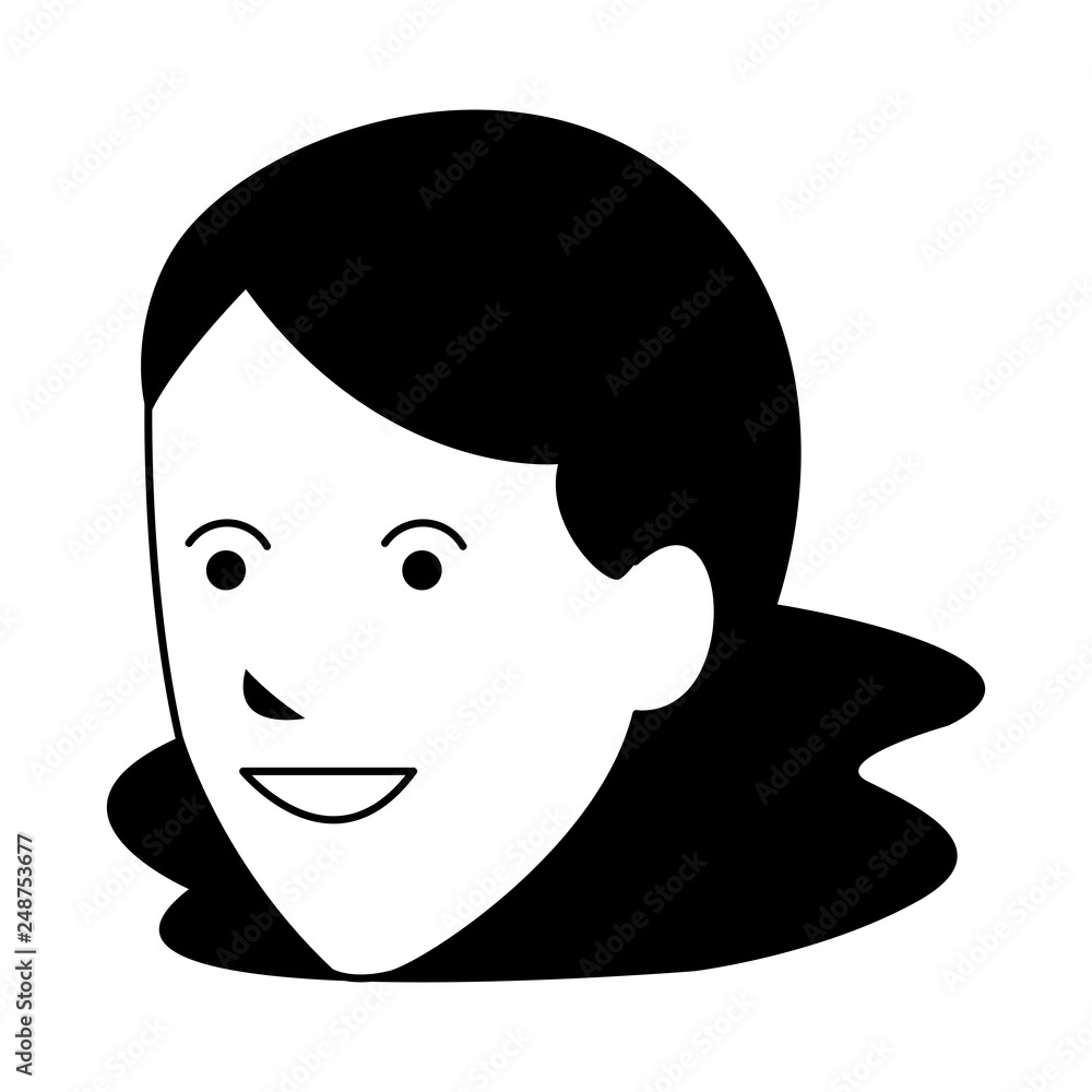 young woman head black and white