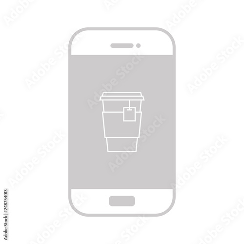 Teacup auf Smartphone Display - grau