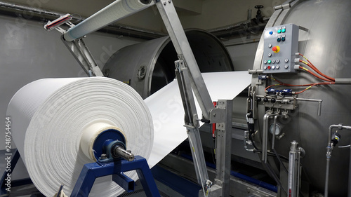 Weaving machines of the cotton factories. Production of textiles.