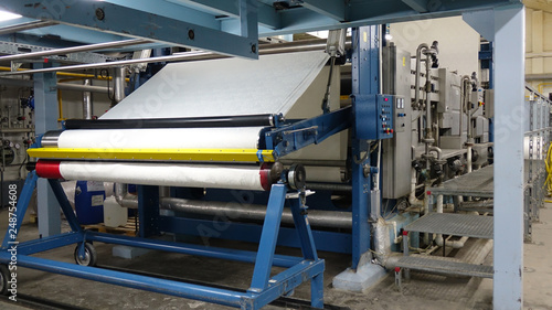 Weaving machines of the cotton factories. Production of textiles.
