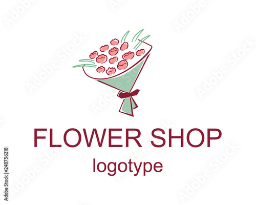 Logo of the flower shop. Stylized graphic bouquet. Vector graphics