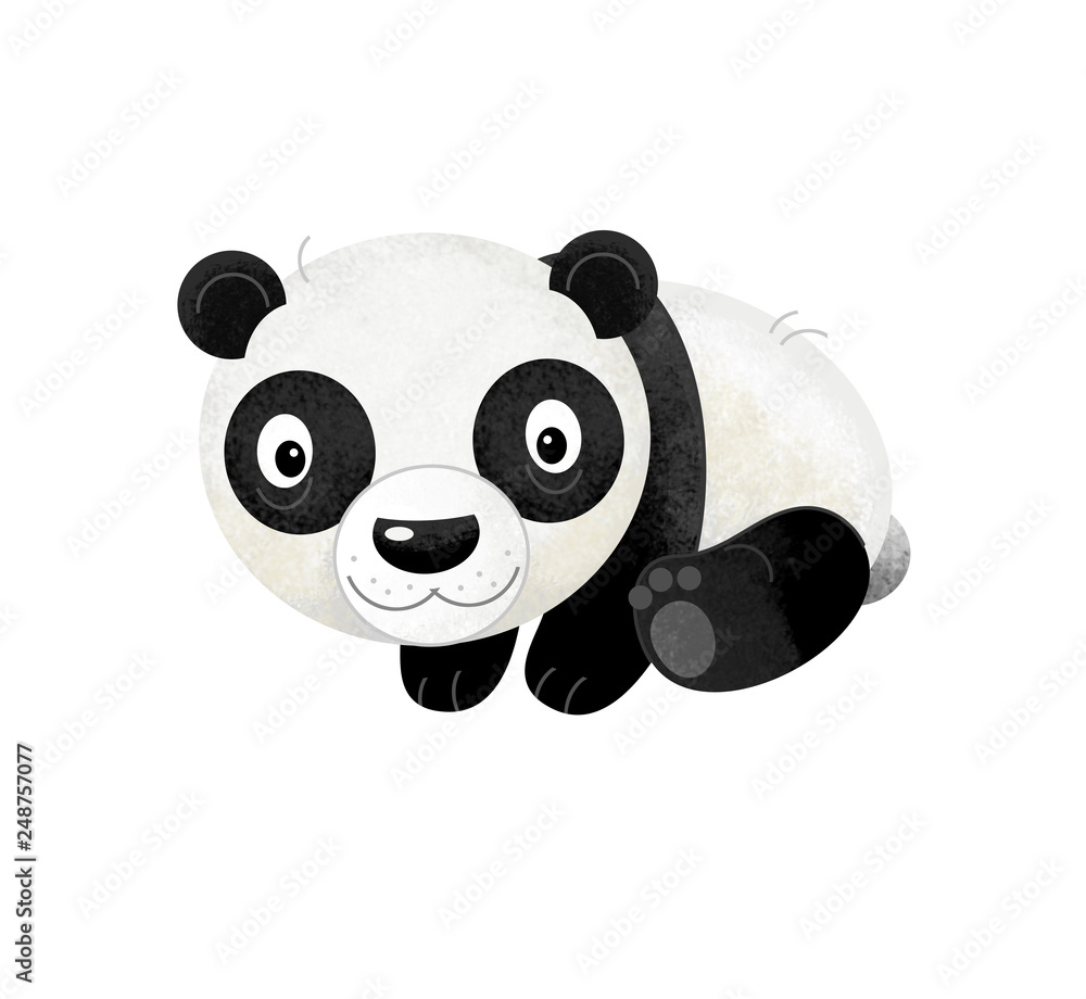 cartoon scene with panda bear on white background - illustration for children cartoon scene with panda bear on white background - illustration for children