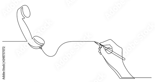 hand drawing business concept sketch of phone receiver