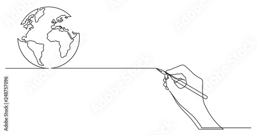 hand drawing business concept sketch of planet earth globe