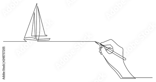 hand drawing business concept sketch of sailing boat
