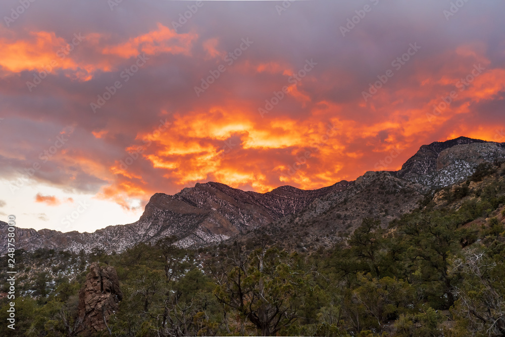 Fire sunset in Spring Mountains