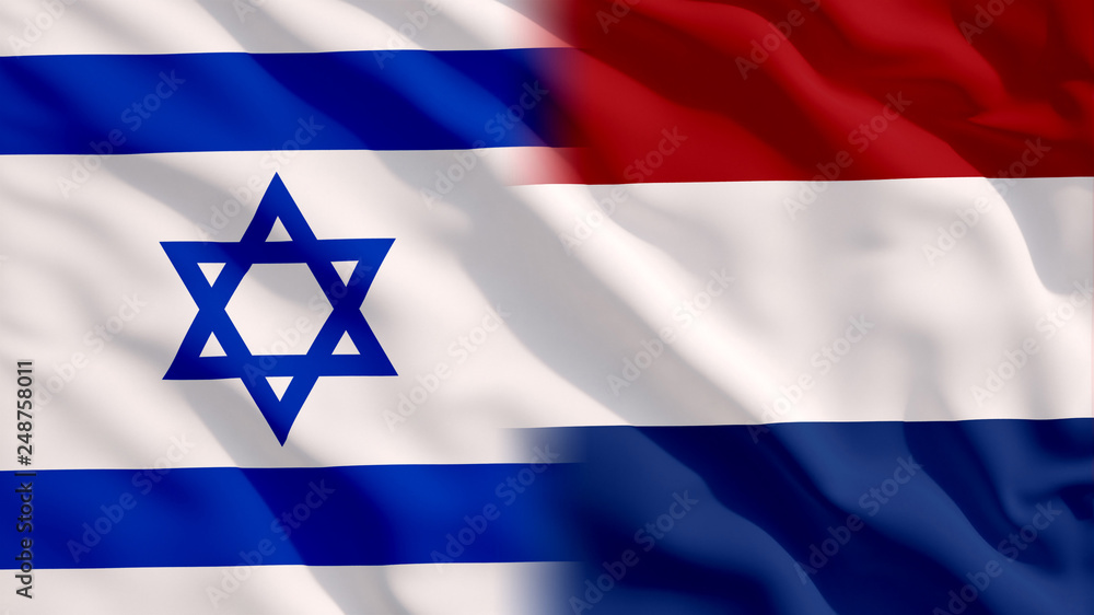 Waving Israel and Netherlands Flags Waving Israel and Netherlands Flags