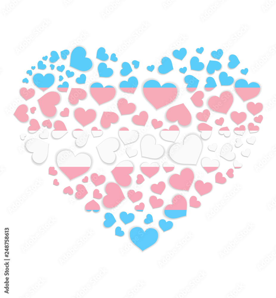 Heart shape with hearts in transgender pride flag colors Stock Vector ...