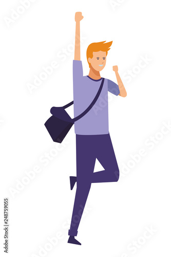 guy bagpack casual cheerful