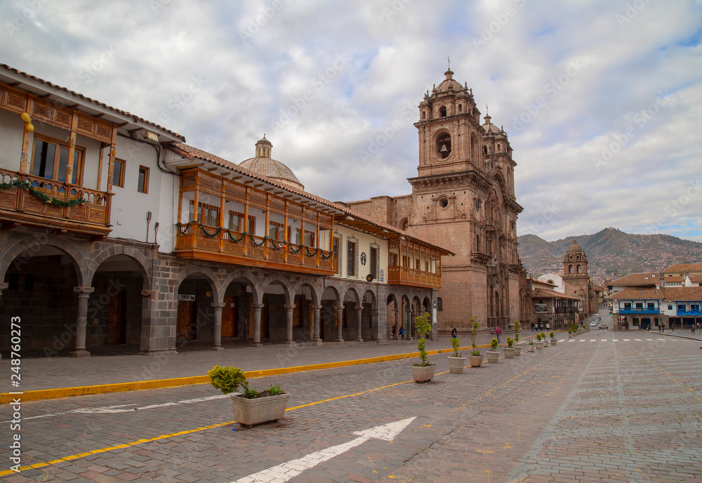 Cusco, Peru, -January 2019 Panoramic view of Plaza de Armas Cusco, Peru