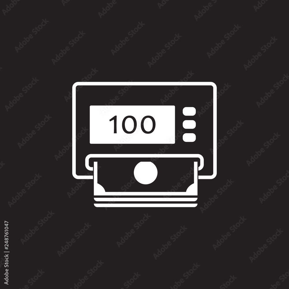 cashing out of an ATM icon. Simple element illustration. Business icons universal for web and mobile