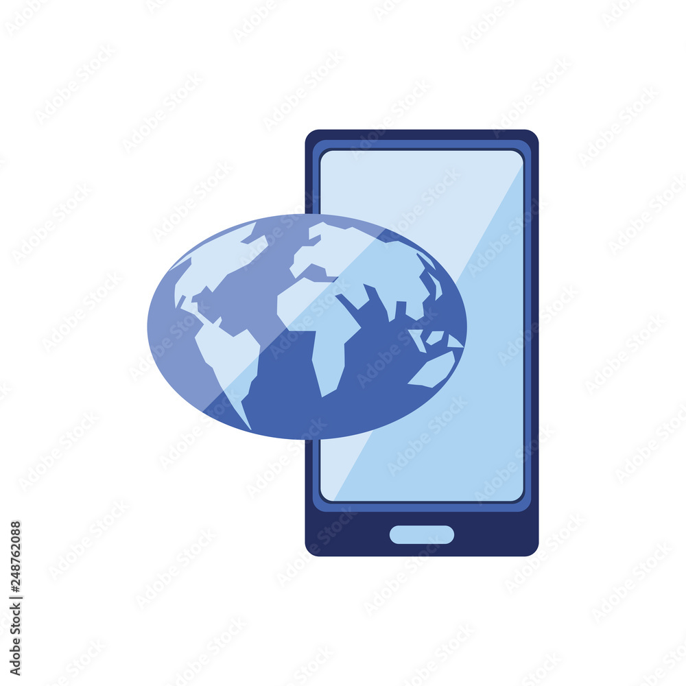 smartphone device with planet earth smartphone device with planet earth
