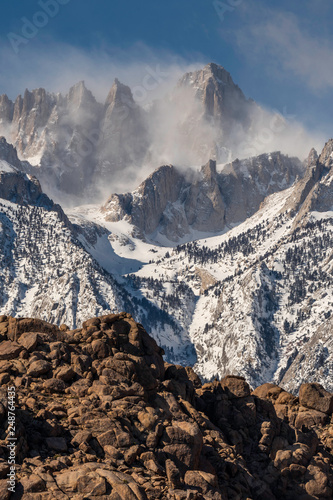 Sierra Nevada mountains in winter with desert