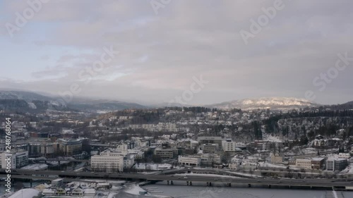 Winter Aerial Shot of Baerum Cityscape, Norway. photo